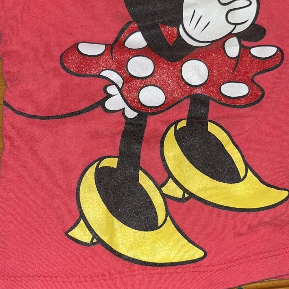 Disney Girls L 6X Minnie Mouse Soft Red Short Sleeve Shirt